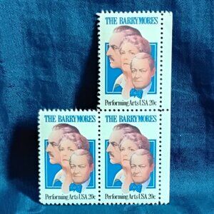 Uncirculated USA 1982 The Barrymores-Performing Arts 3/4 Block 20 Cent Stamps!!
